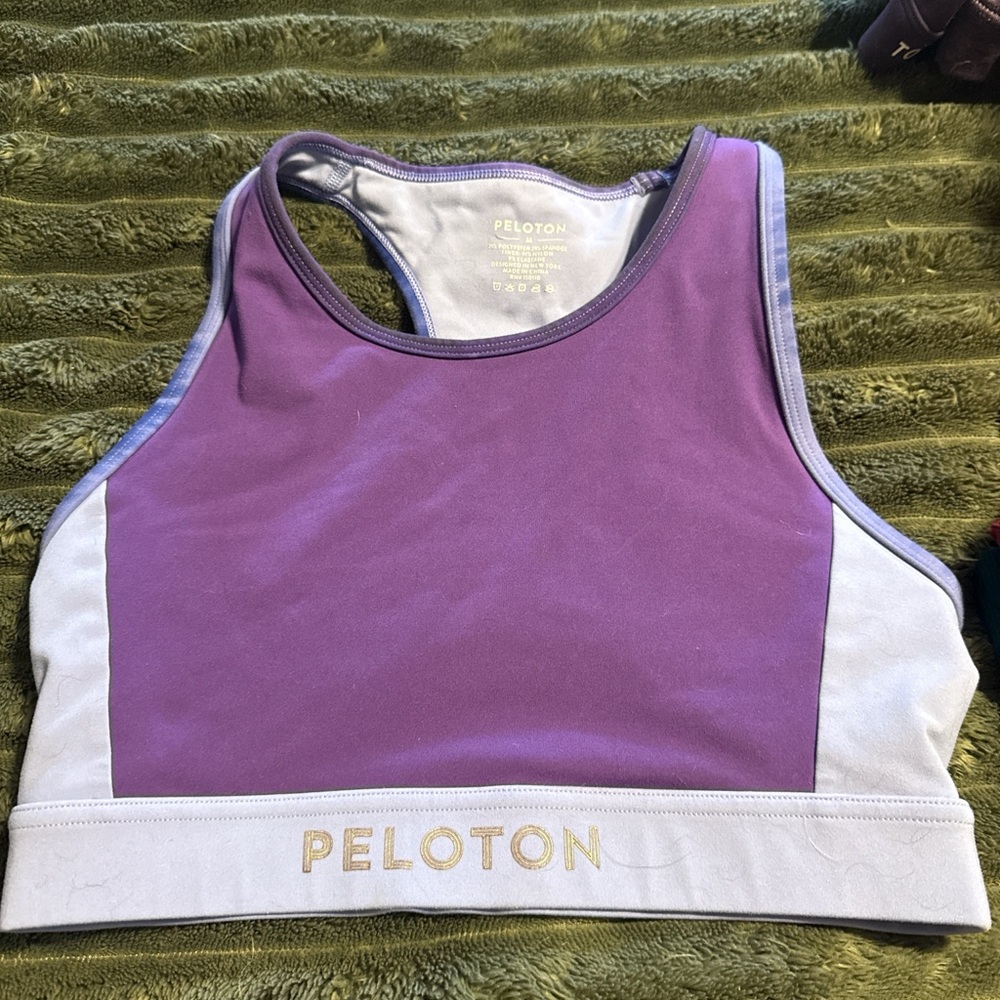 Peloton Purple Sports Bra with Lavender Trim